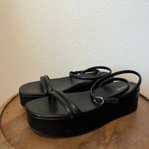 Altuzarra Black Leather Platform Sole Ankle Strap Sandals Women's Size 41 US 11